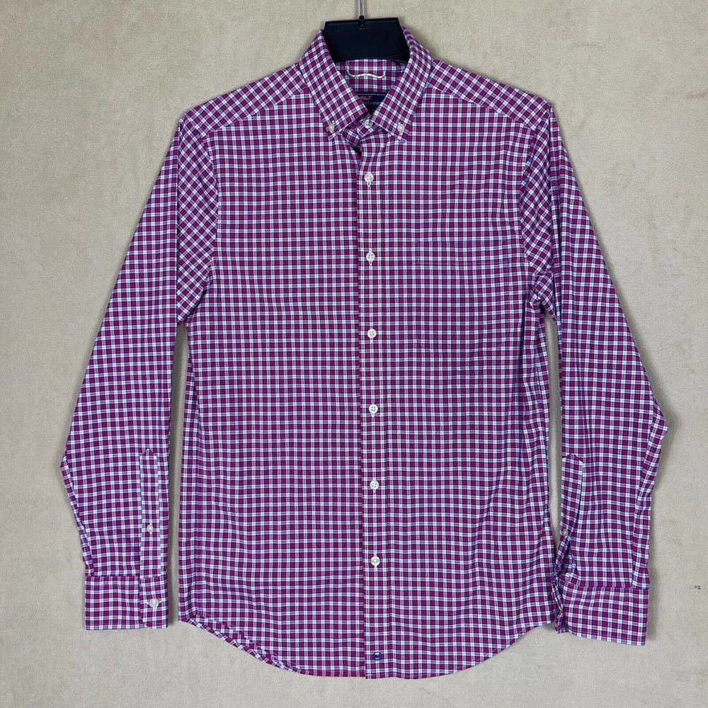 Vineyard Vines Mens XS Classic‎ Fit Button Up Long Sleeve Shirt Red Plaid Pocket